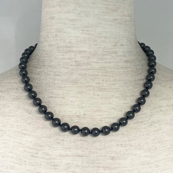 Sterling Silver 925 Knotted Single Strand 8MM Round Green Pearl Necklace 17" - Picture 16 of 16